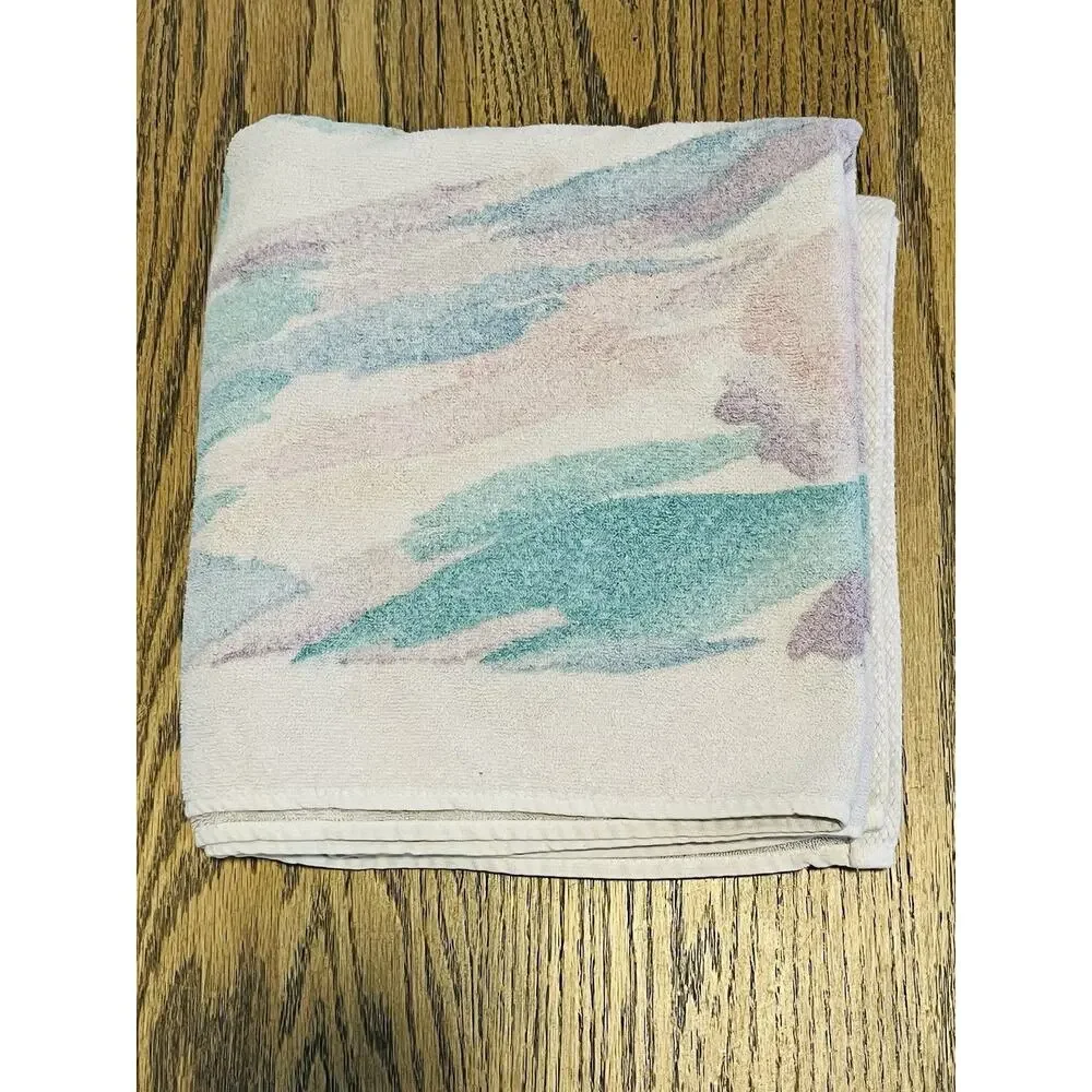 Croscill Bath Body Towel 80s Pastel Pink Green Geometric Abstract Shabby Chic Br